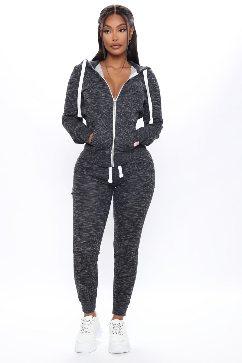 Relaxed Vibe Joggers - Marled Black, Lounge Sets | Fashion Nova