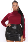 Pamela Turtle Neck Long Sleeve Top - Burgundy