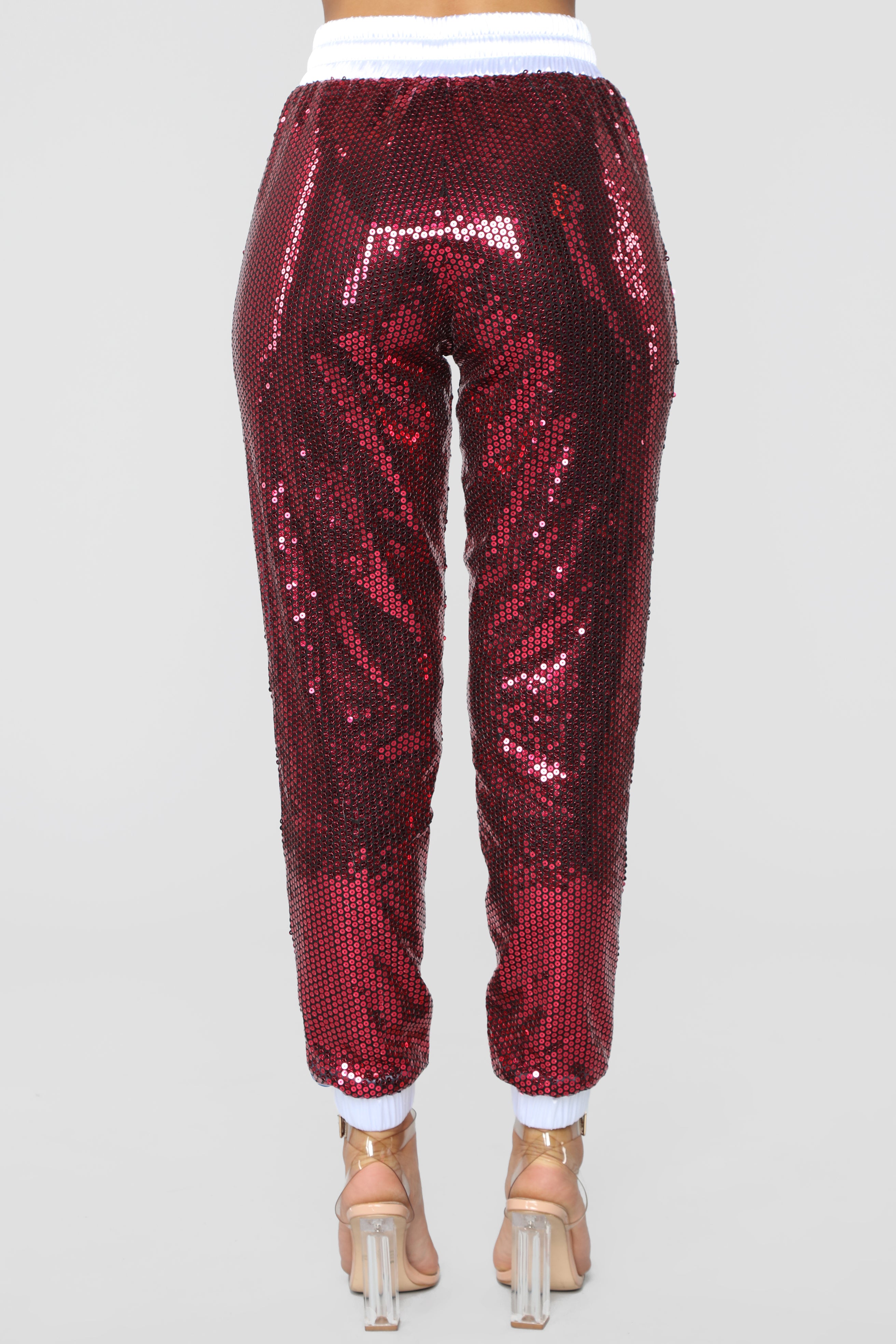 pink sequin joggers