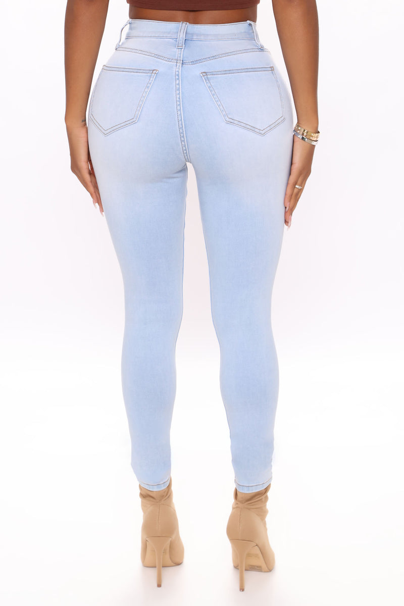 Be Classic Distressed High Waist Skinny Jeans - Light Blue Wash ...