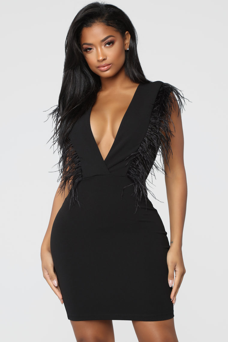 fashion nova feather dress