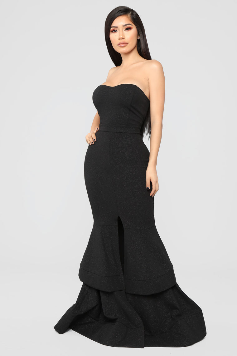 black shimmer maxi dress