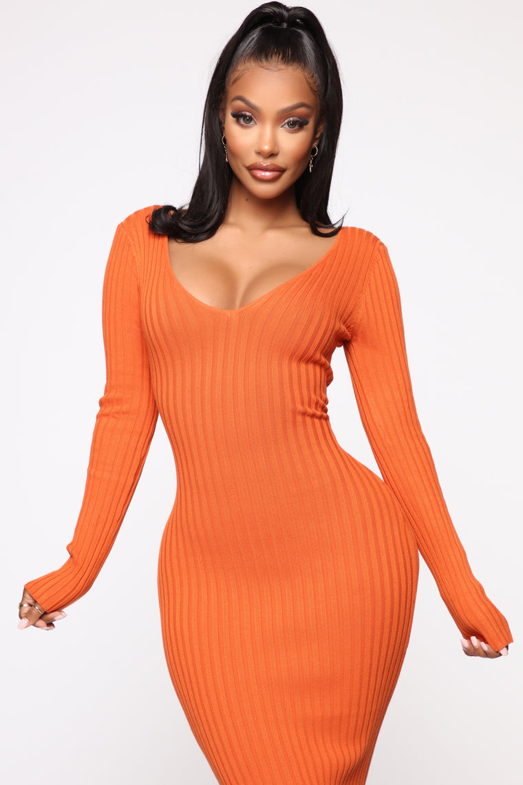 orange fashion nova dress