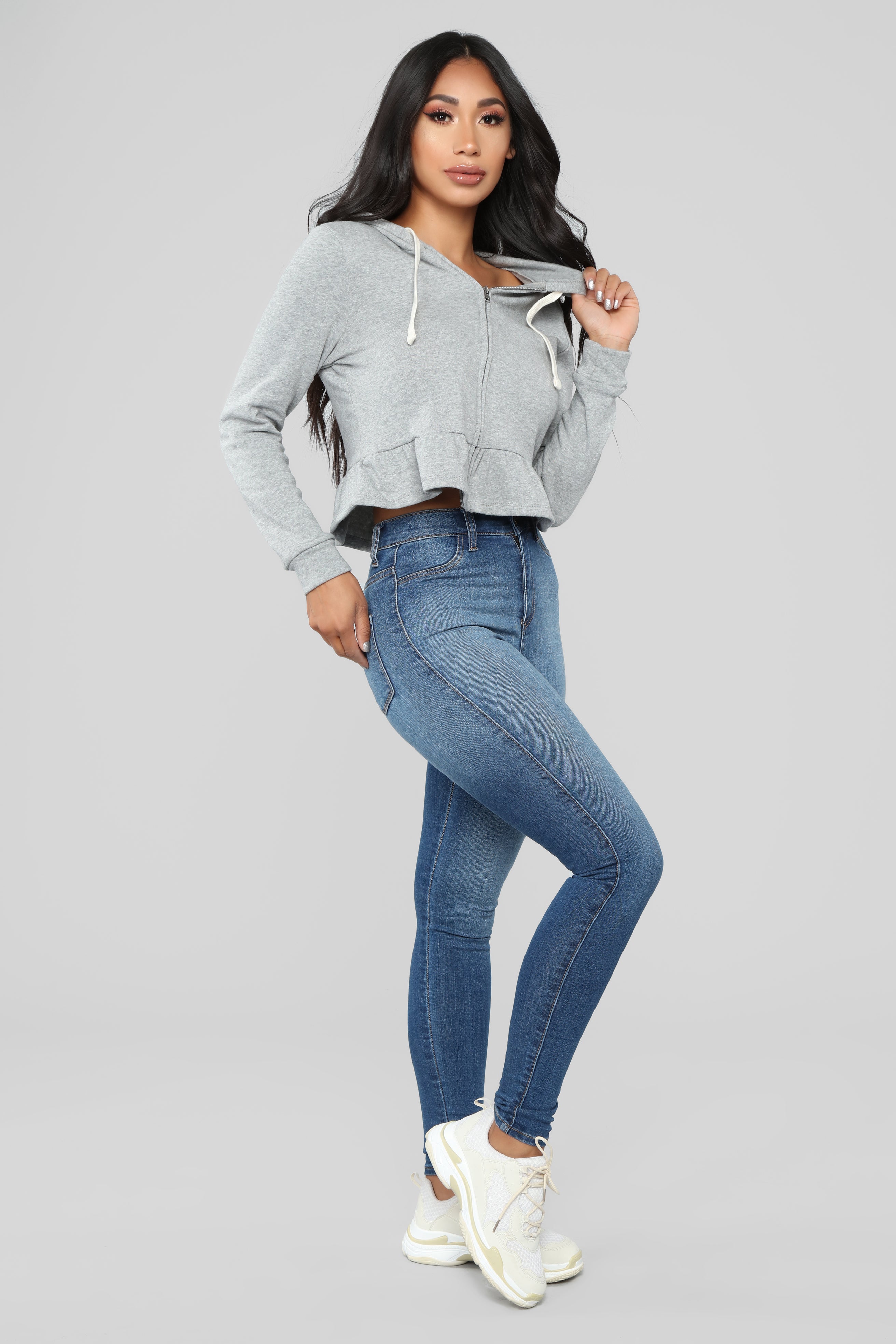 Camille Hooded Sweatshirt - Heather Grey – Fashion Nova