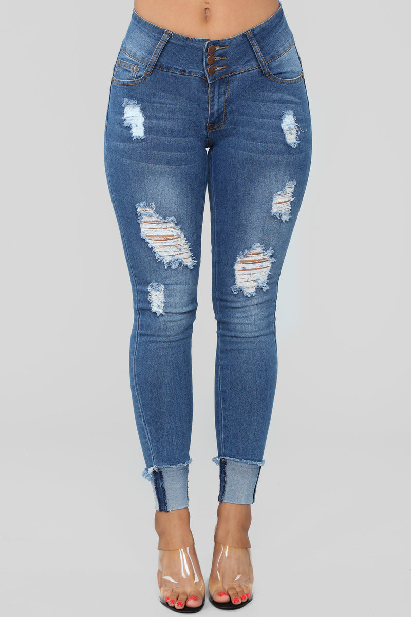 Don't Forget Me Distressed Skinny Jeans - Medium Blue Wash | Fashion ...