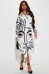 Eyes On You Midi Shirt Dress - White/Black