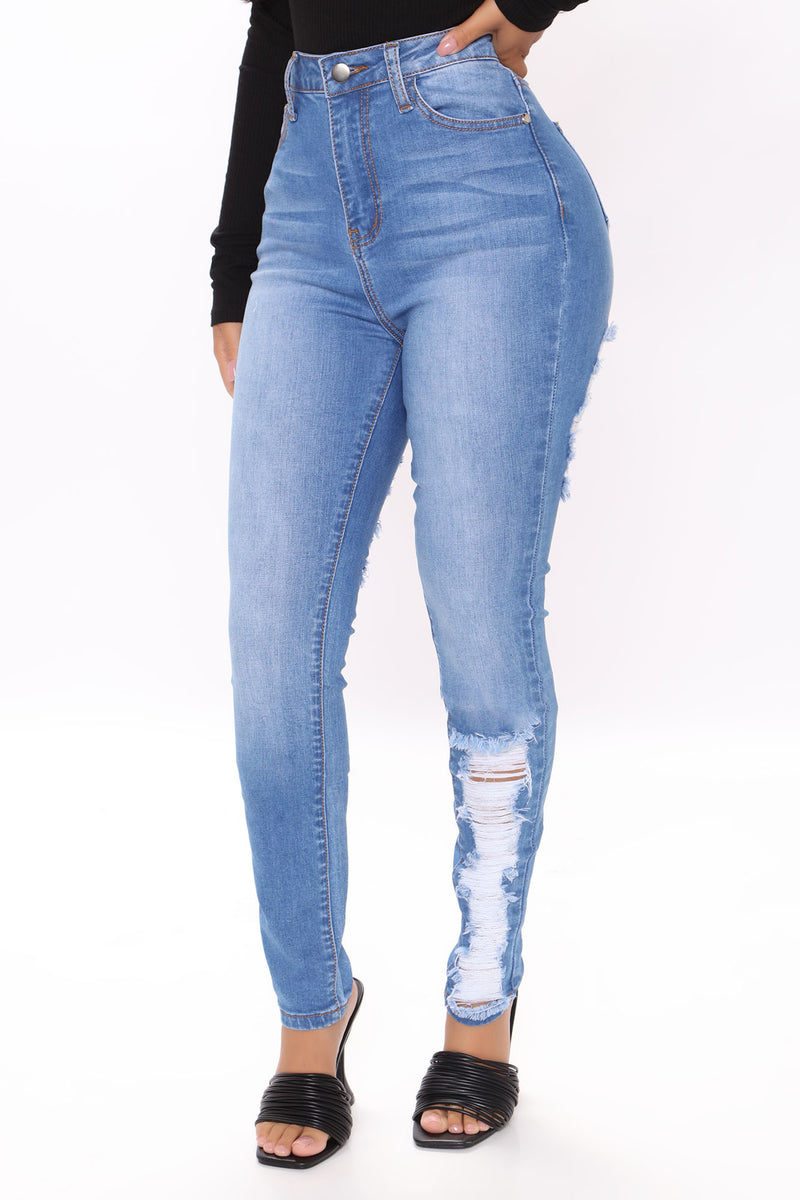 It's About Time Distressed Skinny Jeans - Medium Blue Wash | Fashion ...