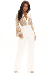 Holly Sequin Jumpsuit - White/Gold