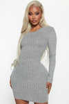 Rita Ribbed Mini Dress - Heather Grey