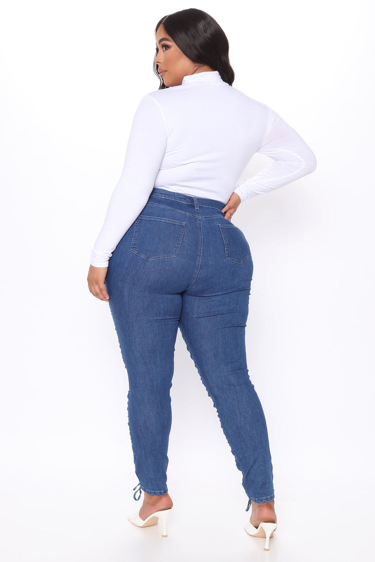 Making Me Ruche Jeans - Medium Blue Wash, Jeans | Fashion Nova