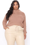 Keep On Guessin' Cowl Neck Sweater - Mocha