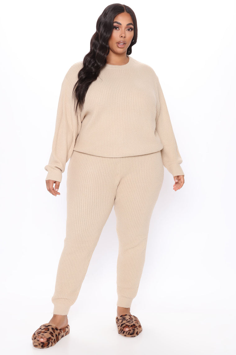 In A Knit Sweater Set - Taupe - Matching Sets - Fashion Nova