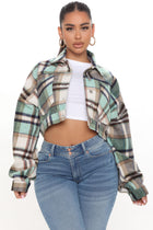 Getting Caught Up Plaid Jacket - Green/combo