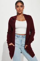 Zoe Two Pocket Cardigan - Burgundy