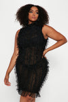 Tall So Dramatic Mesh Mini Dress - Black