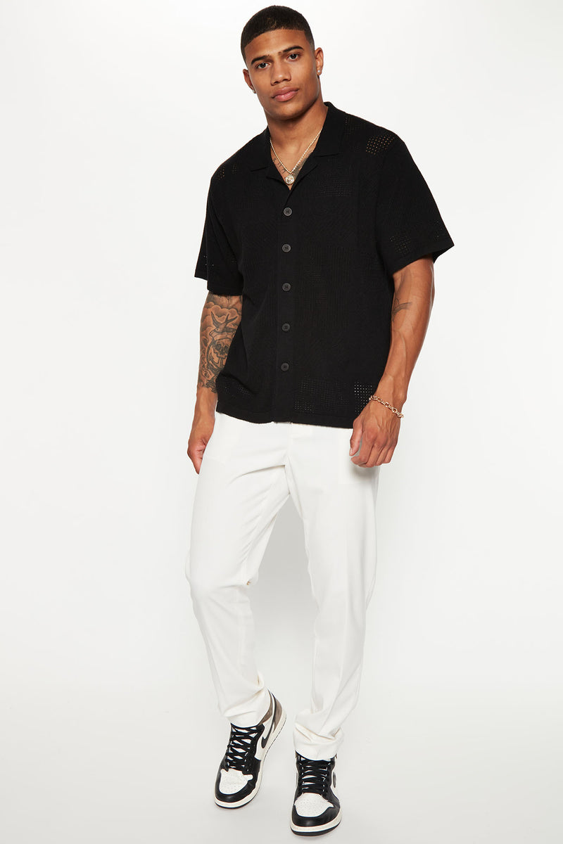 Short Sleeve Pointelle Shirt - Black | Fashion Nova, Mens Shirts ...