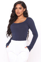 Briana Long Sleeve Top - Navy