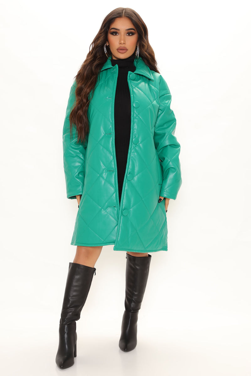 The Joys Of Winter Quilted Puffer Jacket - Kelly Green, Jackets & Coats ...