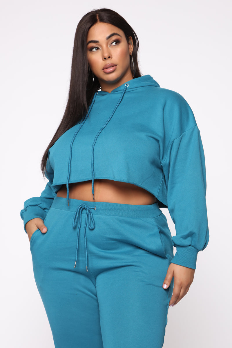 Don't Miss You Lounge Cropped Hoodie - Turquoise | Fashion Nova, Knit ...