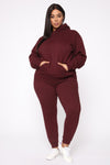 Stole Your Boyfriend's Oversized Jogger - Burgundy