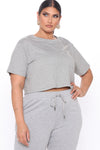 Elisa Relaxed Crop Tee - Heather Grey