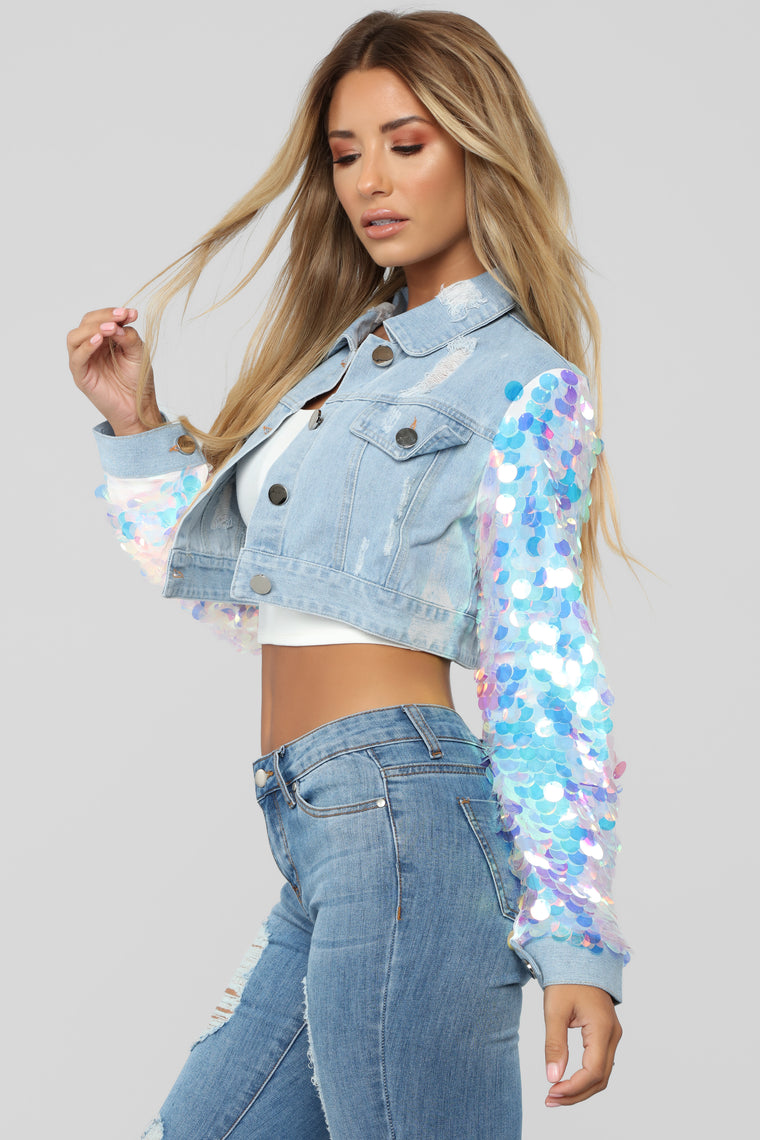 Future Mermaid Denim Jacket - Light Denim - Jackets & Coats - Fashion Nova