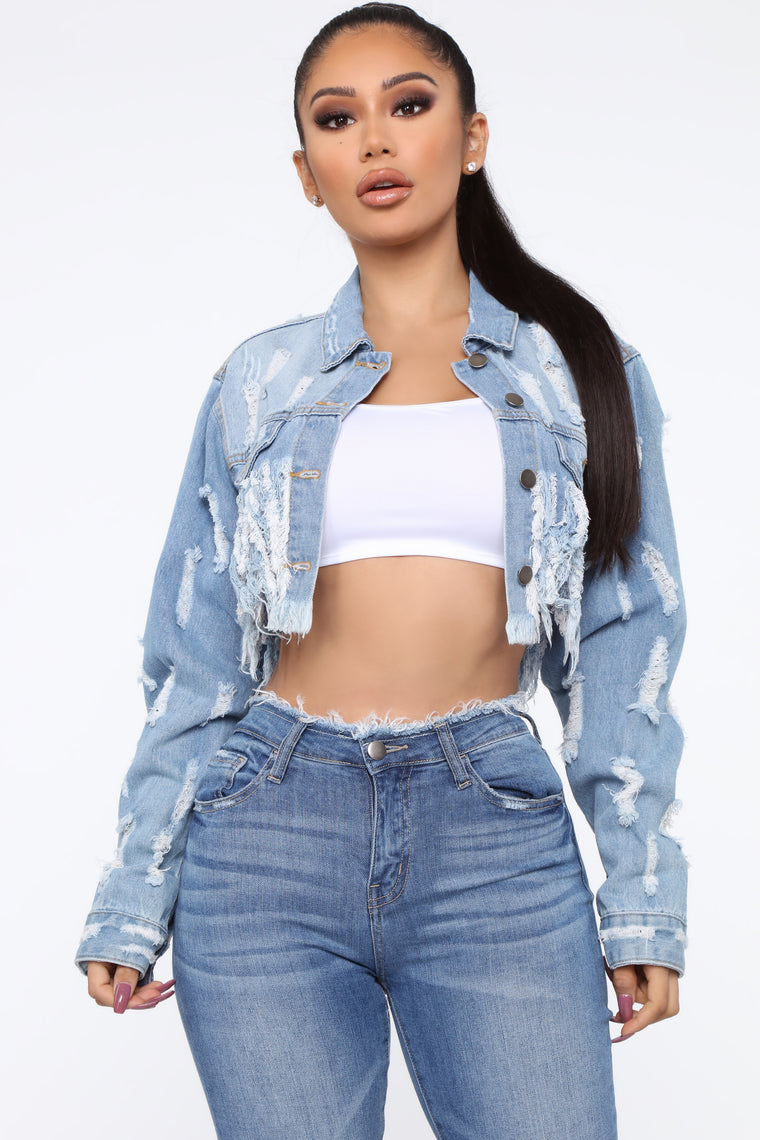 fashion nova distressed denim jacket