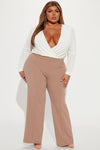 Petite Victoria High Waisted Dress Pants - Taupe