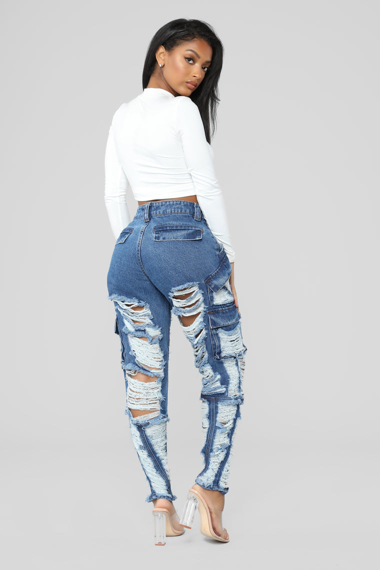 cargo ripped jeans