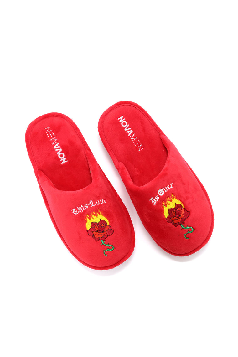 Love Is Over Slippers - Red, Mens Shoes 