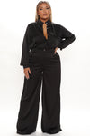 Office Favorite Satin Pant Set - Black