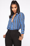 Stripes On Stripes Button Down Shirt - Blue