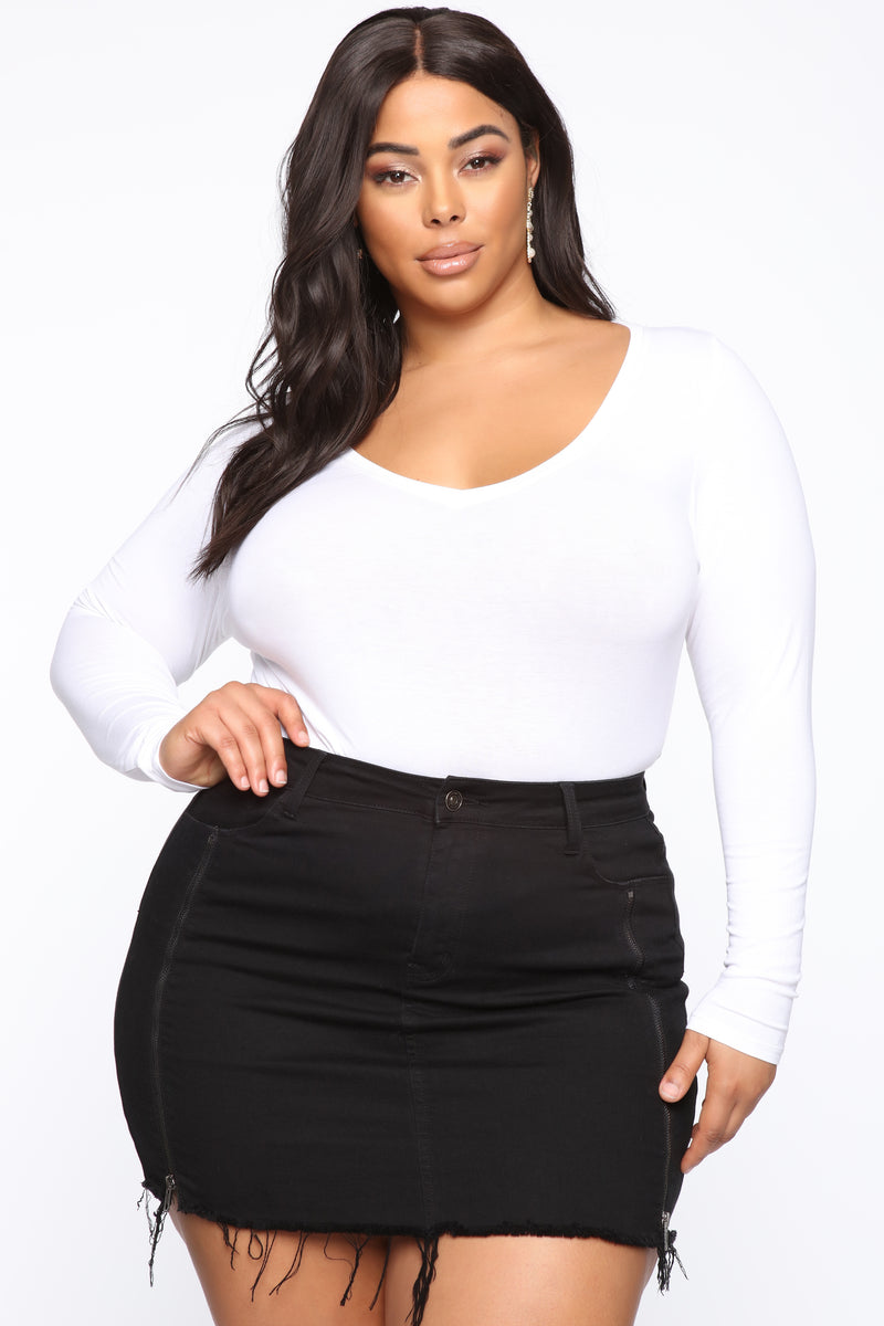 Stacy V Neck Long Sleeve Top - White | Fashion Nova, Basic Tops ...