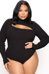 Cut The Antics Sweater Bodysuit - Black