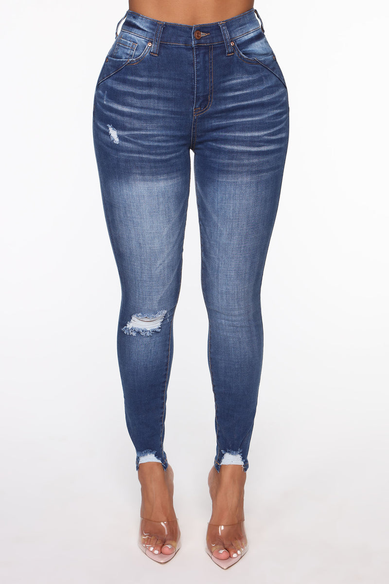 Distressed Darling Sculpting Ankle Jeans - Dark Wash | Fashion Nova ...