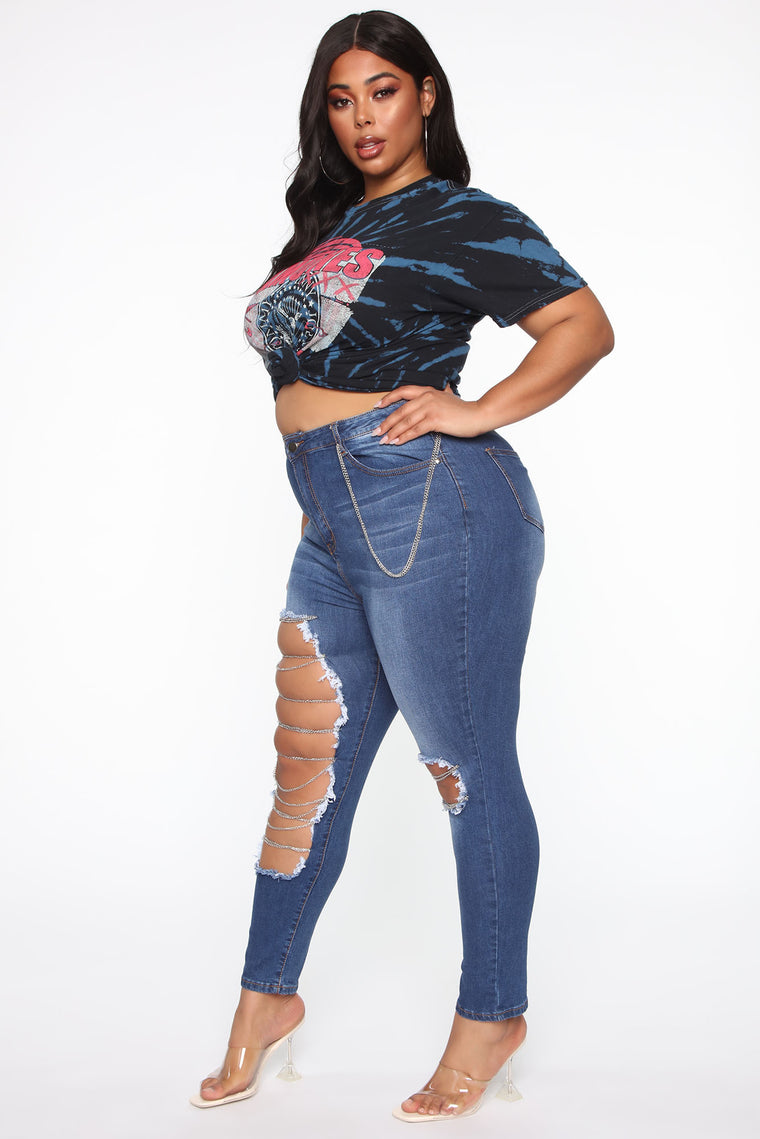 plus size jeans with chains