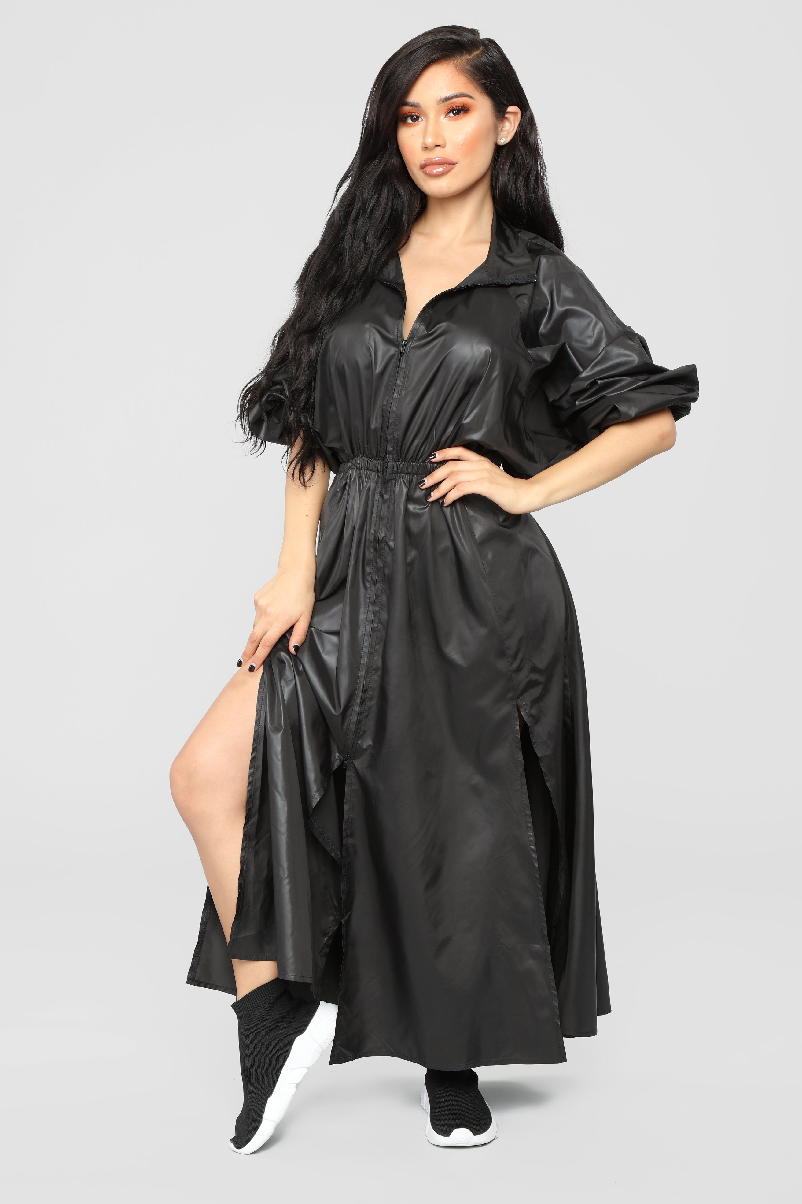 Casually Chic Nylon Dress - Black 