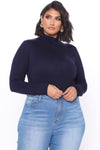 Pamela Turtle Neck Long Sleeve Top - Navy