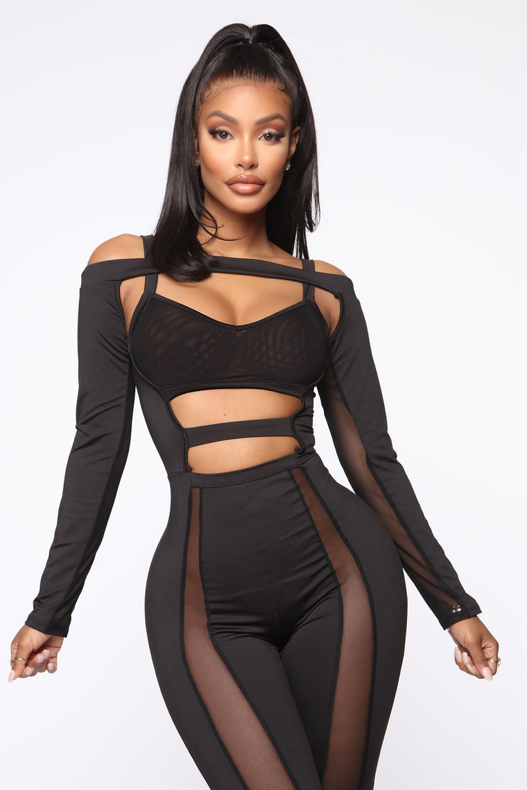 mesh jumpsuit fashion nova