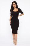 A Little Bossy Midi Dress - Black