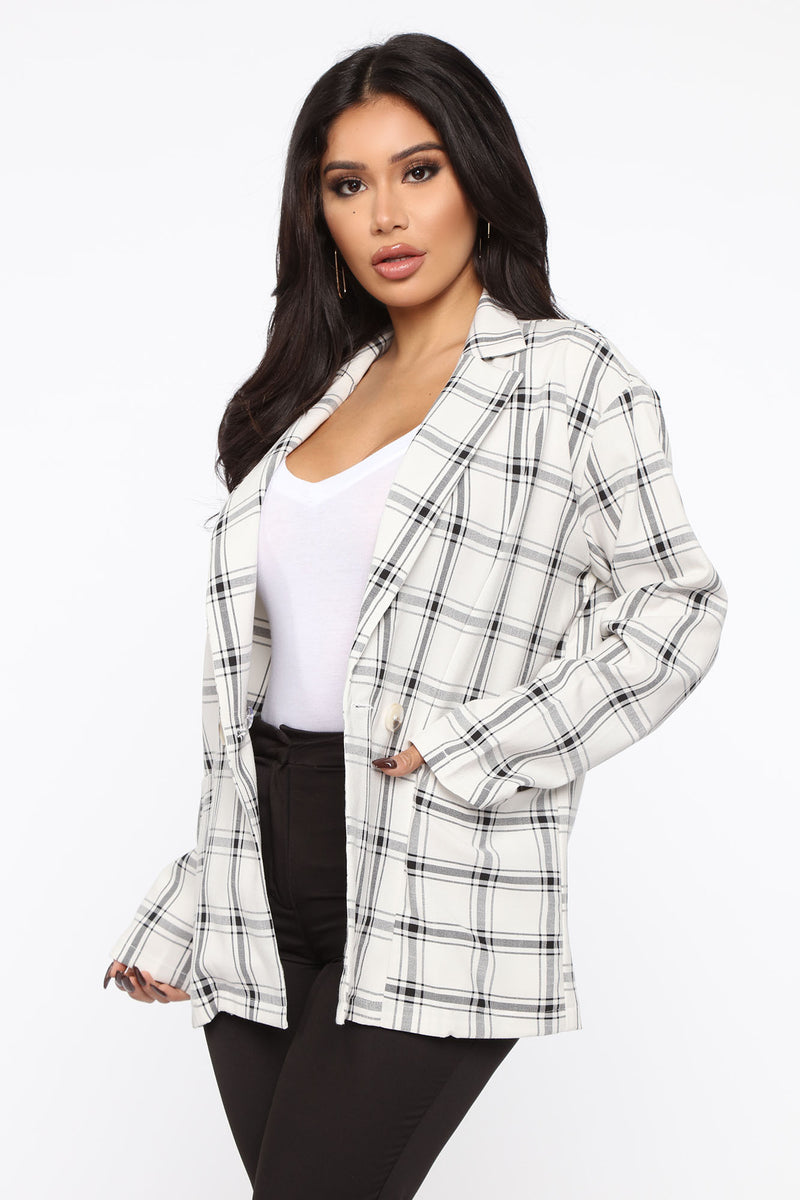 Say My Name Plaid Blazer - White/Black | Fashion Nova, Jackets & Coats ...