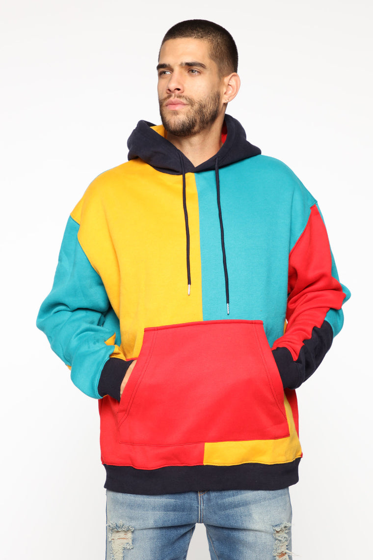 mens pastel color block hoodie