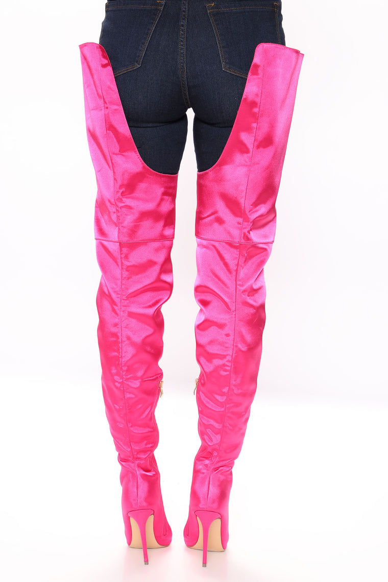 over the knee boots pink