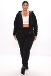 I Got This Zip Up Jacket And Jogger Set - Black