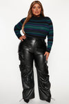 Something About You Faux Leather Cargo Pant 32 - Black