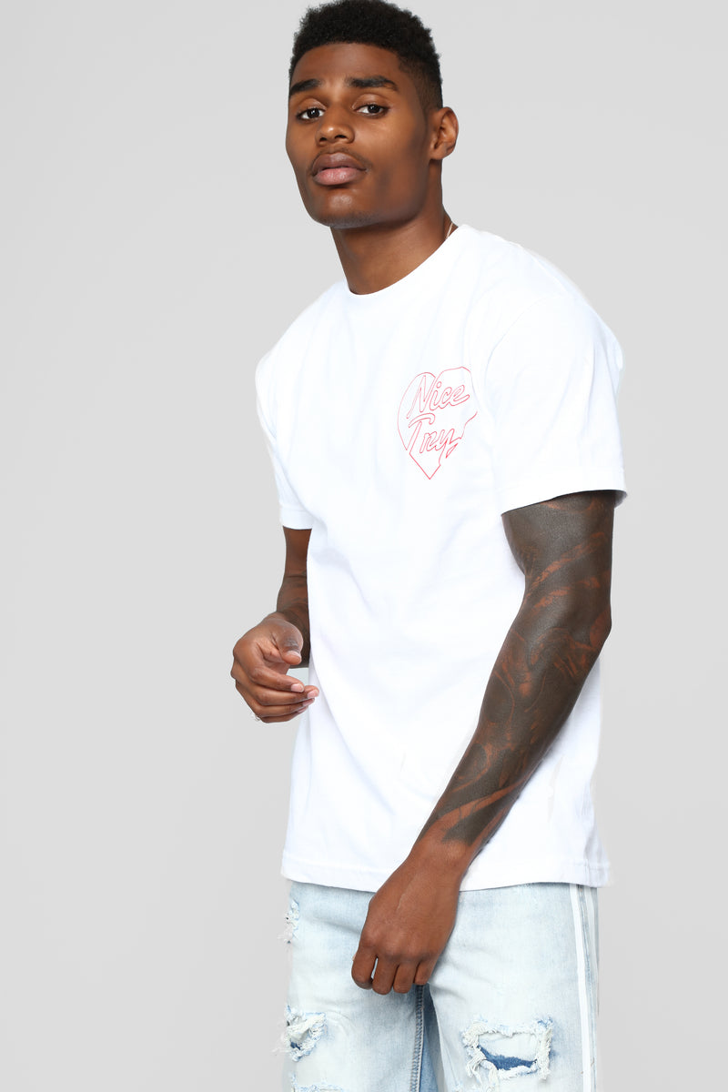 Nice Try Short Sleeve Crew Tee - White | Fashion Nova, Mens Graphic ...