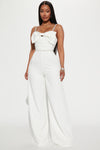 Felicia Embellished Bow Jumpsuit - White