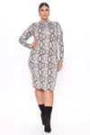 Feelin It Midi Dress - Grey/combo