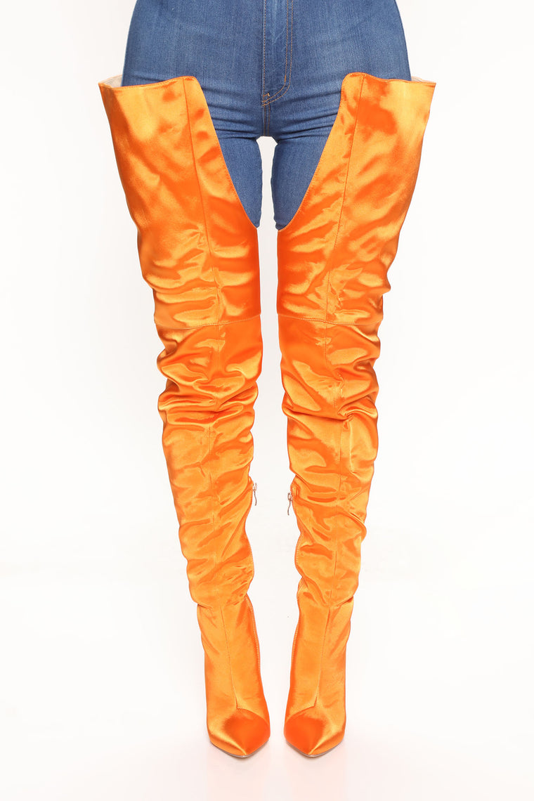 orange thigh boots