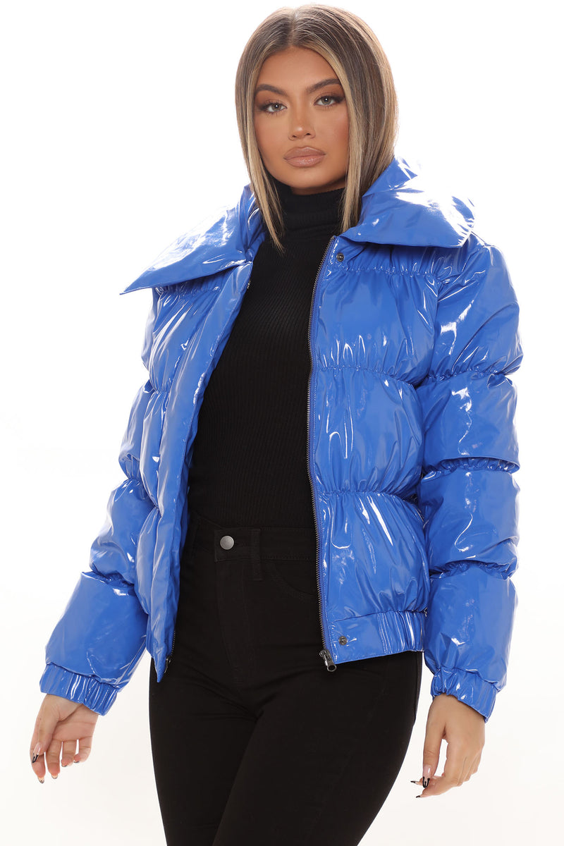 Texture Me Latex Puffer Jacket - Royal | Fashion Nova, Jackets & Coats ...